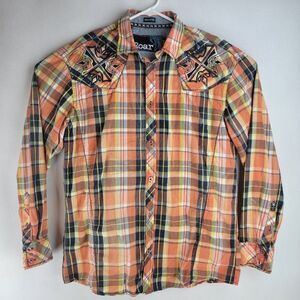 Roar Mens XL Orange Signature Edition Long Sleeve Embroidered Button Shirt